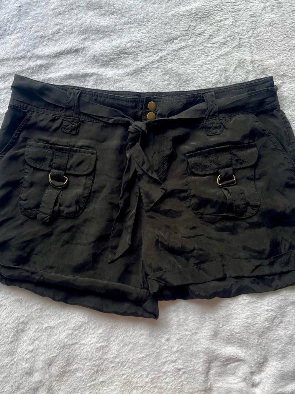 Willow & Clay Black Cargo Shorts with Front Flap Pockets